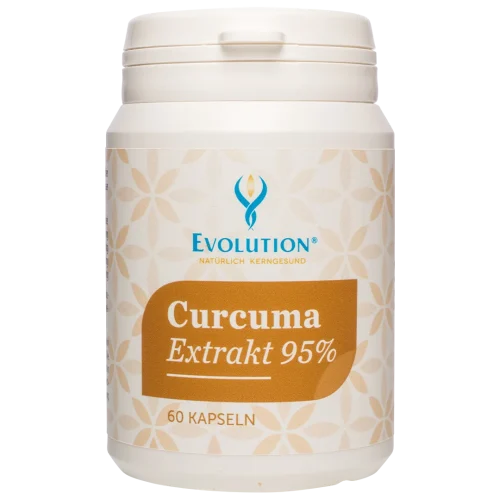 Curcuma-Extrakt 95{12b1eaf22017b14d0a83f6af2567a5f65caedc3ebbe654ff42875f296caee5c2} Kapseln, Evolution-Marke