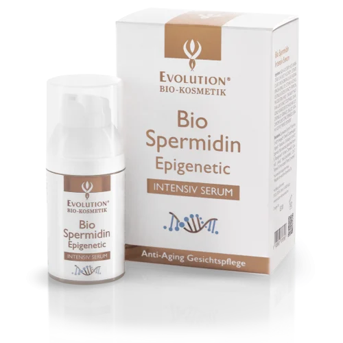 Bio-Spermidin-Serum und Verpackung, Anti-Aging Kosmetik.