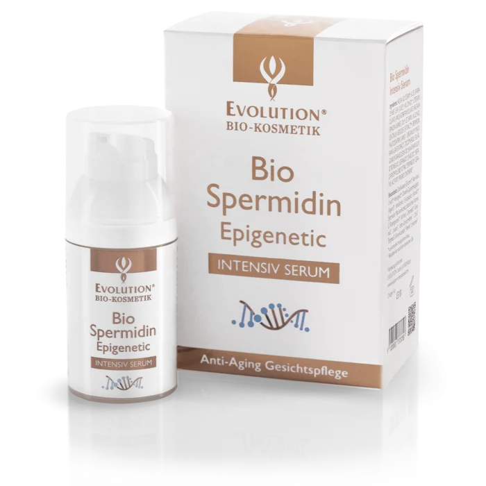 Bio-Spermidin-Serum und Verpackung, Anti-Aging Kosmetik.