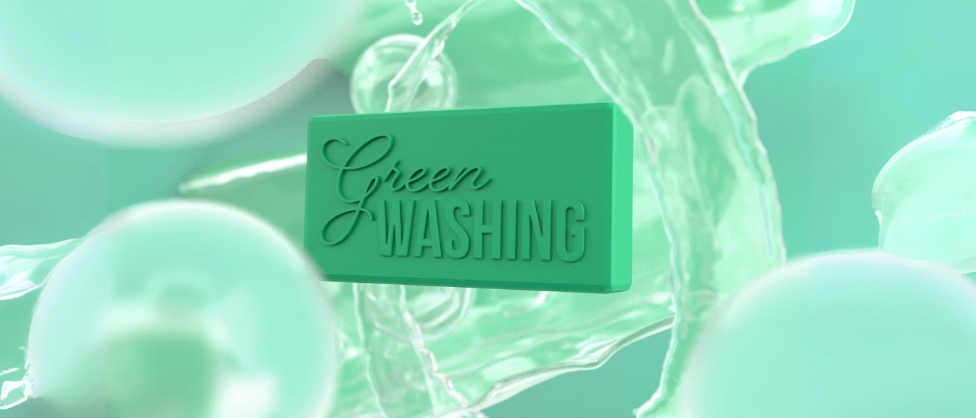 Greenwashing-Seife in grünem Hintergrund