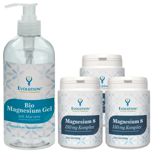 Magnesiumprodukte: Gel und Kapseln von Evolition