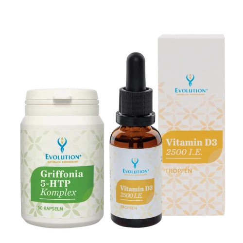 Griffonia 5-HTP Kapseln und Vitamin D3 Tropfen